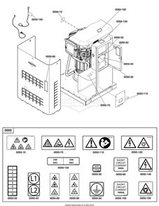 Decals Group Diagram and Parts List for 040494-02  Briggs and Stratton Generator